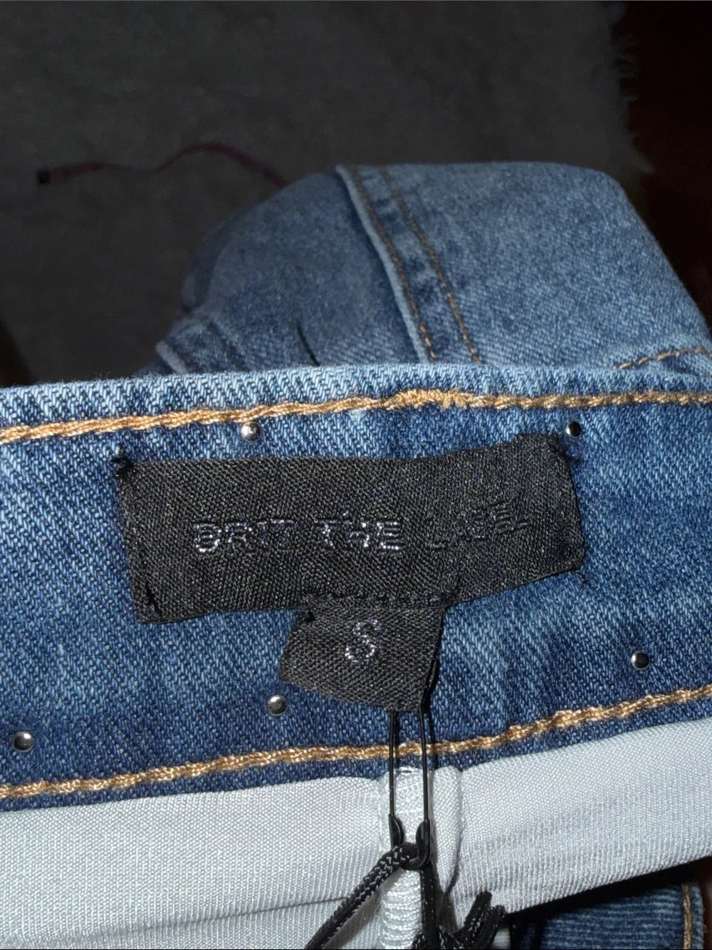 Light Blue Brit the Label Denim Mini Skirt with Stud Trim S